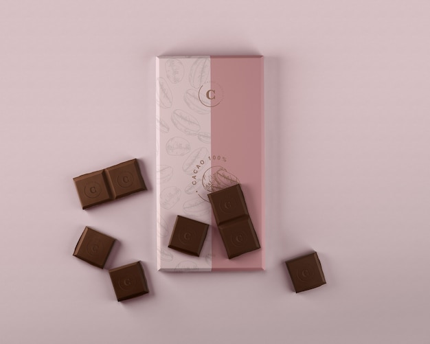 PSD papel chocolate embrulho mock-up