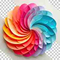 PSD papel circular dobrado multicolorido sobre um fundo transparente