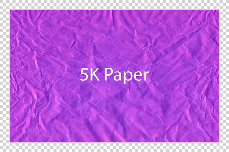 PSD papel de color púrpura arrugado aislado sobre un fondo transparente