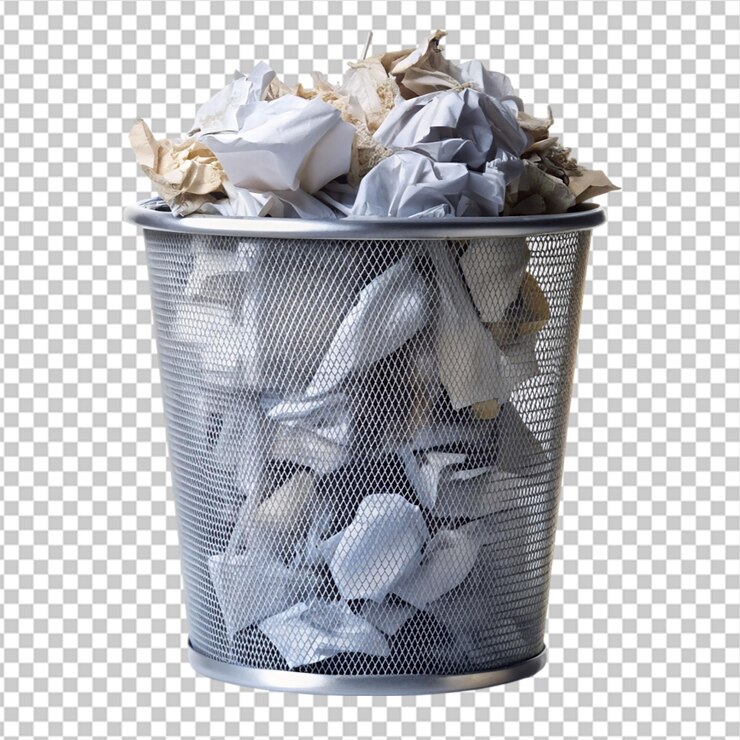 PSD papel para contenedores de basura sobre un fondo transparente