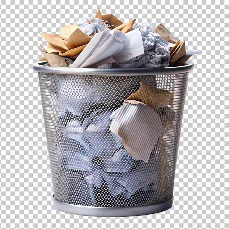 PSD papel para contenedores de basura sobre un fondo transparente