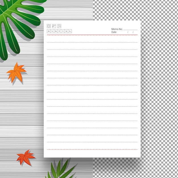 Papel de cuaderno blanco en blanco