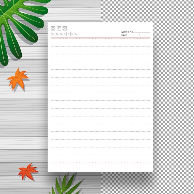 PSD papel de cuaderno blanco en blanco