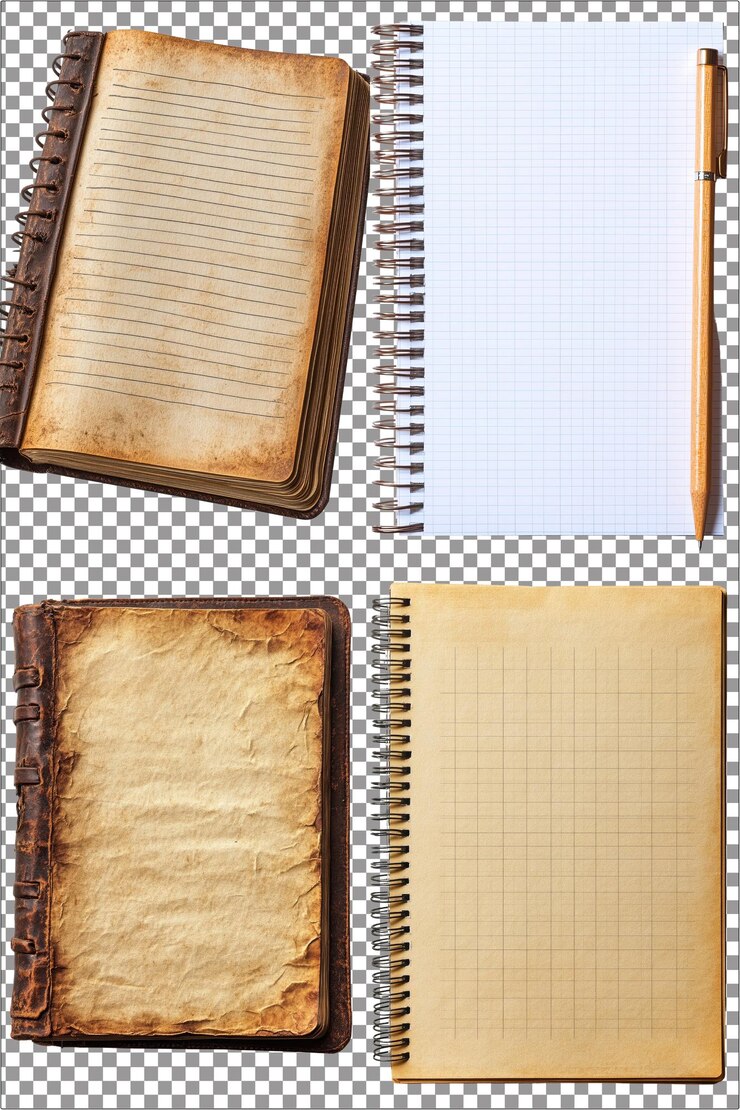Papel de cuaderno hoja en blanco y versátil superficie de escritura hiperrealista aislado PNG con Clear Tr