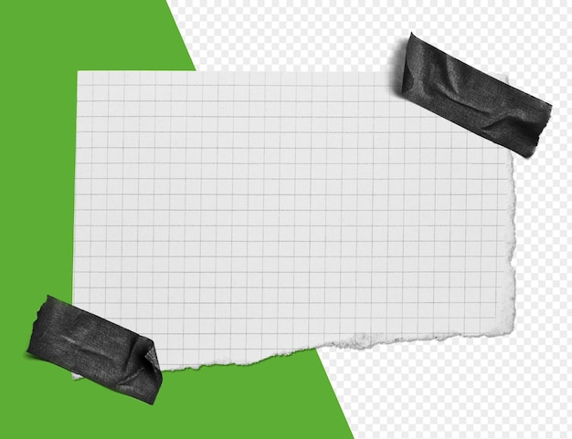 papel a cuadros blanco aislado en un fondo transparente