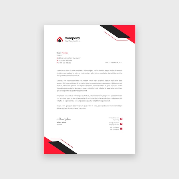 Papel de carta de uma empresa moderna