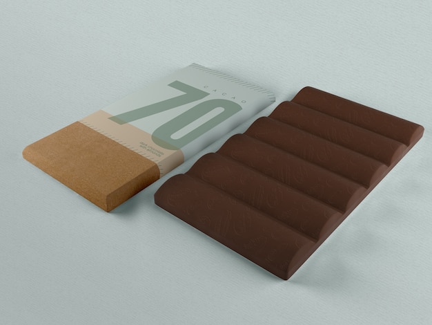 Papel de embrulho para chocolate tablet mock-up