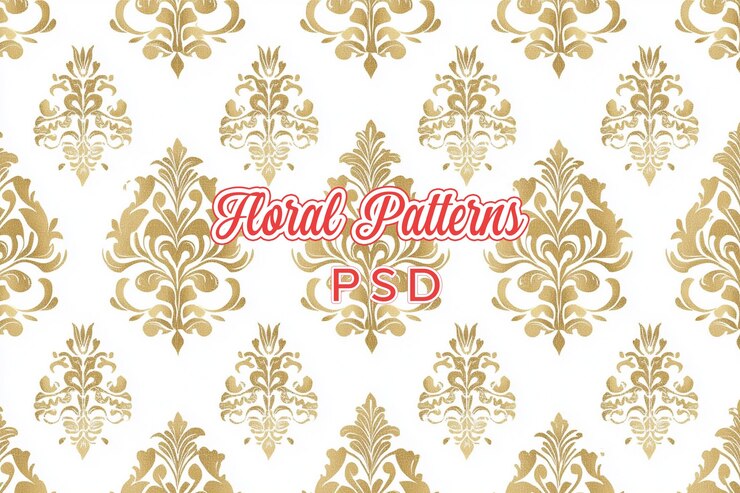 PSD papel de parede elegante e luxuoso com grandes elementos florais