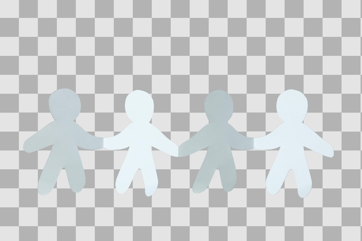 PSD papel do dia da população da png pessoas de mãos dadas isoladas em fundo branco