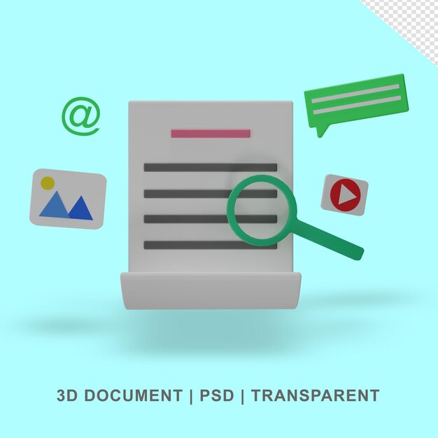Papel de documento 3D transparente sin fondo