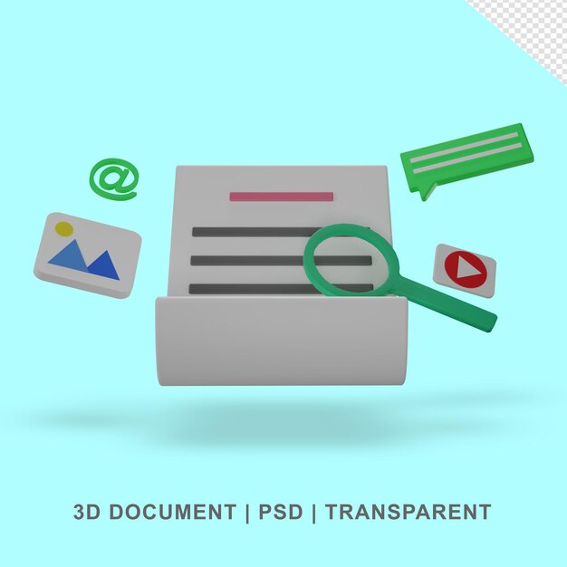 Papel de documento 3D transparente sin fondo
