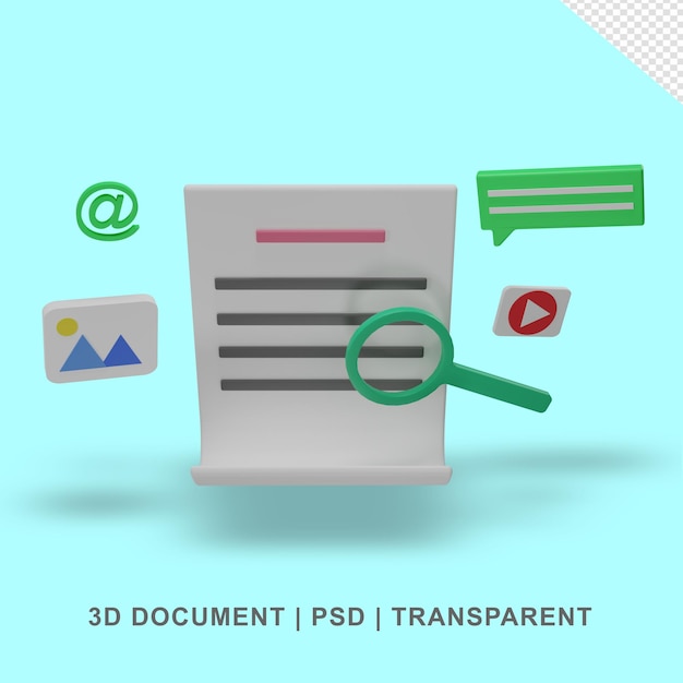 Papel de documento 3D transparente sin fondo