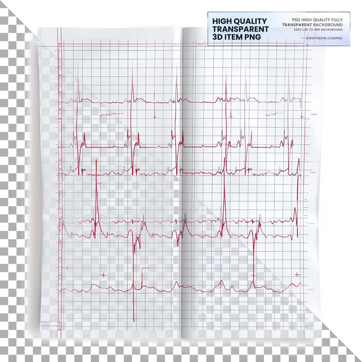 PSD papel ecg papel especializado para la grabación de electrocardiogramas en un fondo transparente
