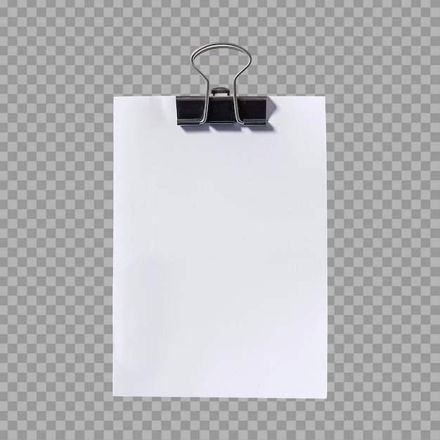 PSD papel em branco com clipe de papel isolado em fundo transparente png