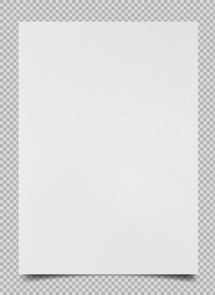 PSD papel em branco isolado sobre fundo transparente com sombra
