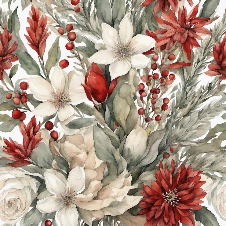 PSD papel floral de navidad