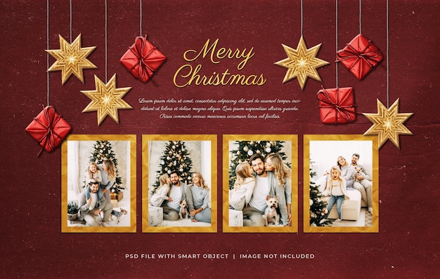 Papel fotográfico de saudação de natal molduras moodboard mockup