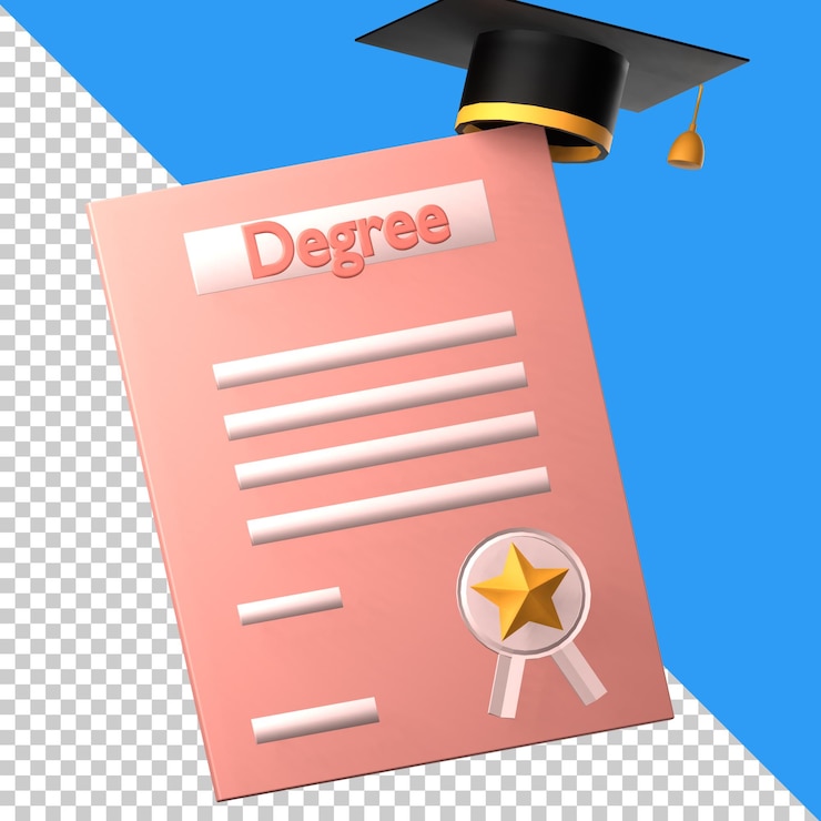 PSD un papel con un gorro de graduación y un gorro de graduación.