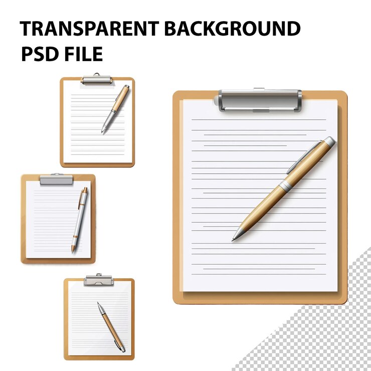 PSD un papel con un lápiz en él que dice "transparente"