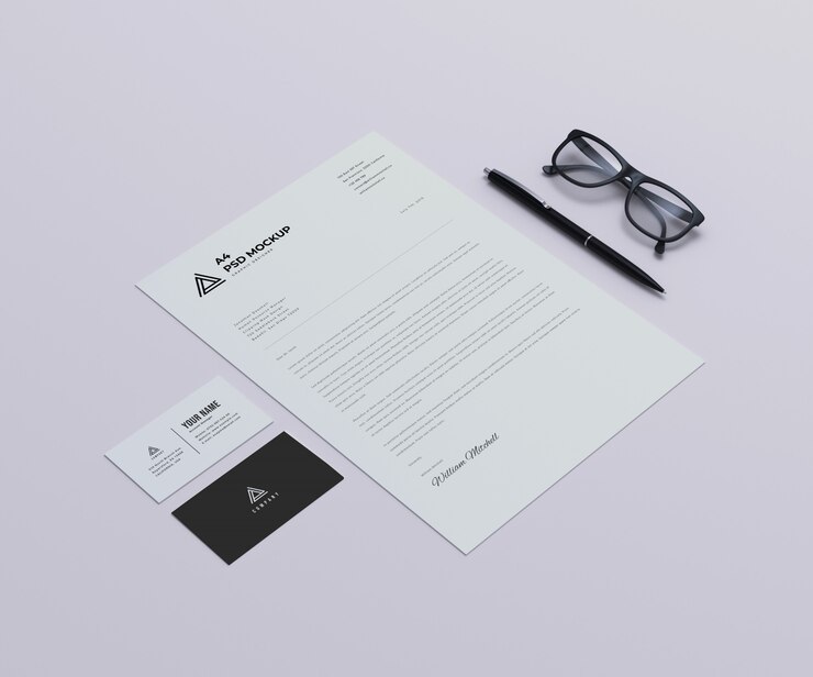 Papel con membrete con maqueta de tarjetas de visita