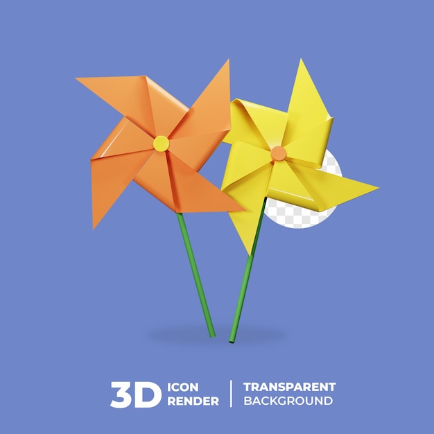 Papel de molino de viento de icono de primavera 3d