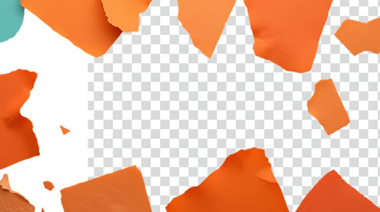 PSD el papel naranja está cortado del papel en el fondo transparente