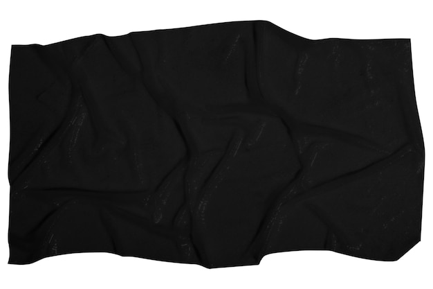 Papel negro mojado y arrugado con pliegues sobre un fondo en blanco