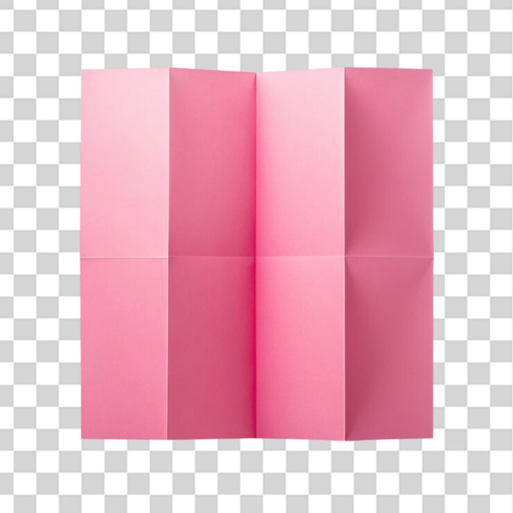 PSD papel padrão rosa de quatro dobras isolado sobre um fundo transparente