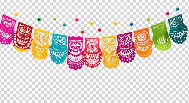 PSD papel picado piezas de fiesta png transparente