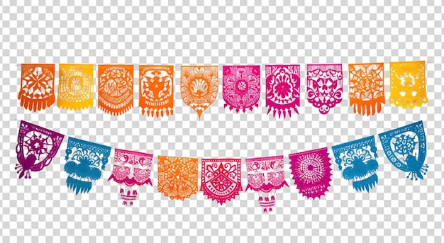 PSD papel picado piezas de fiesta png transparente