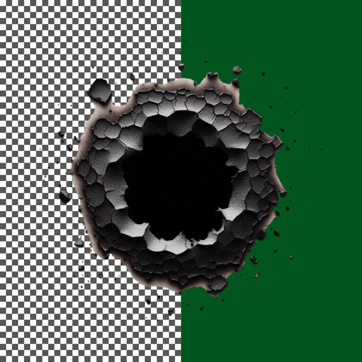 PSD papel quemado con agujero carbonizado y bordes quemados en fondo transparente png psd