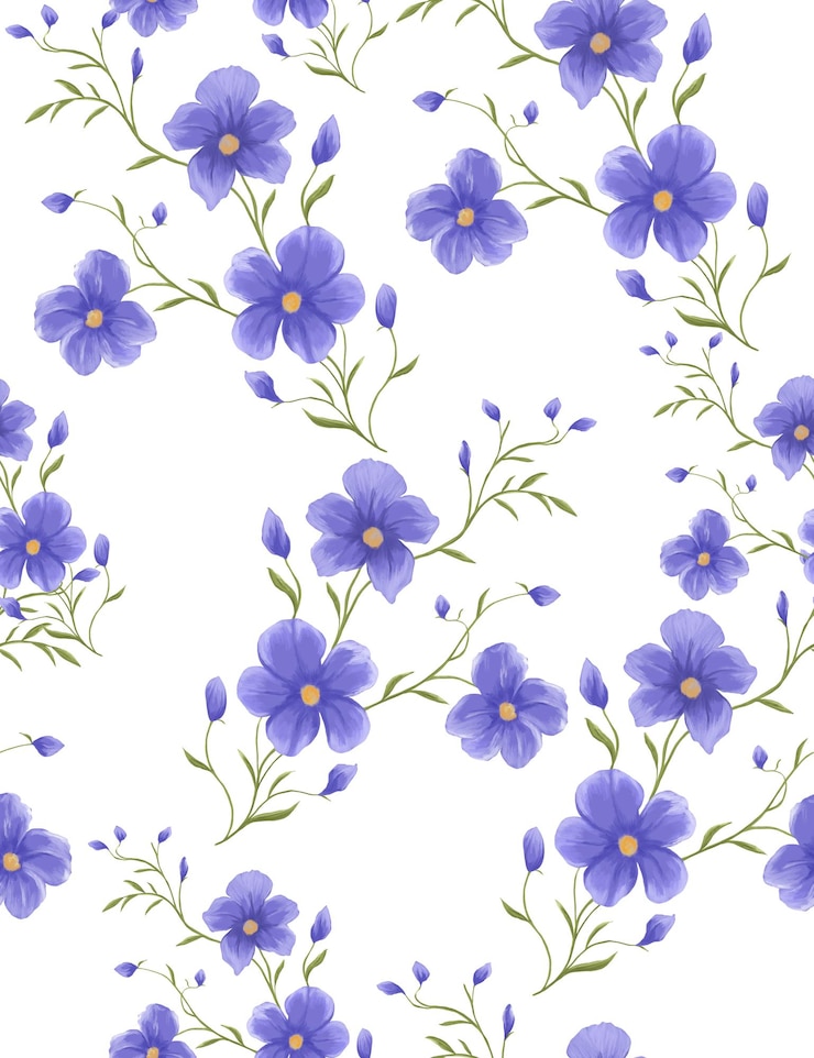 PSD un papel tapiz con flores púrpuras y hojas verdes