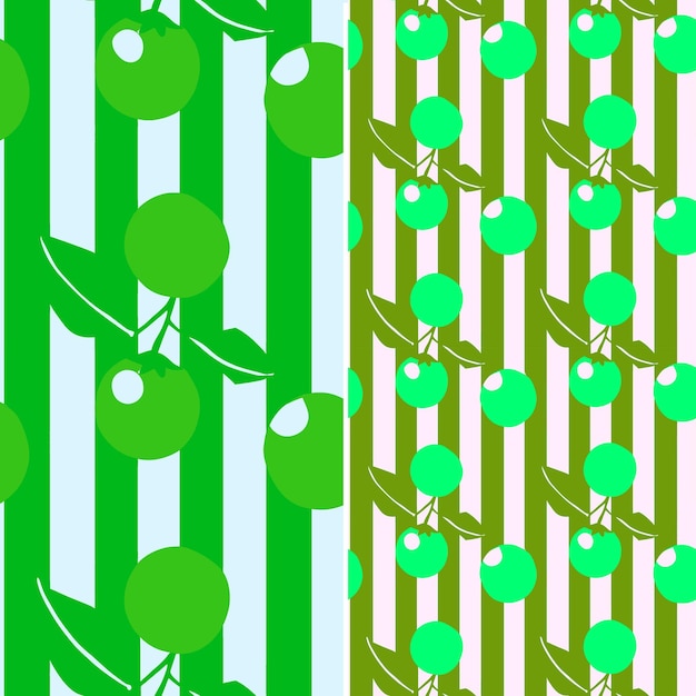 El papel tapiz a rayas verdes y blancas es un patrón con los árboles y las rayas verdes y blancas