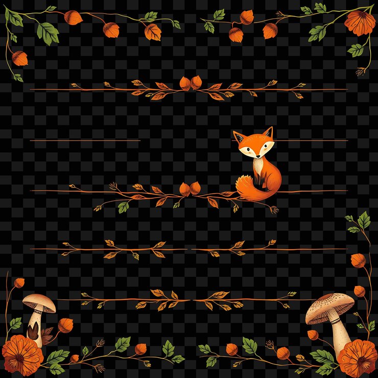 PSD un papel tapiz con un zorro en él y calabazas naranjas