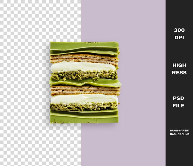 PSD un papel verde con un sándwich en él