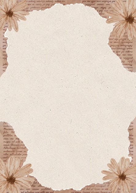 Papel vintage con flores Notas de página en blanco A4