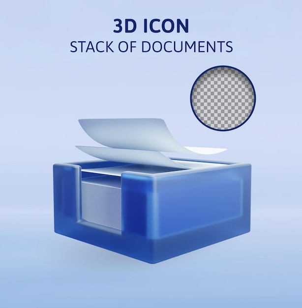 PSD papel voador da pilha de documentos ilustração de renderização 3d