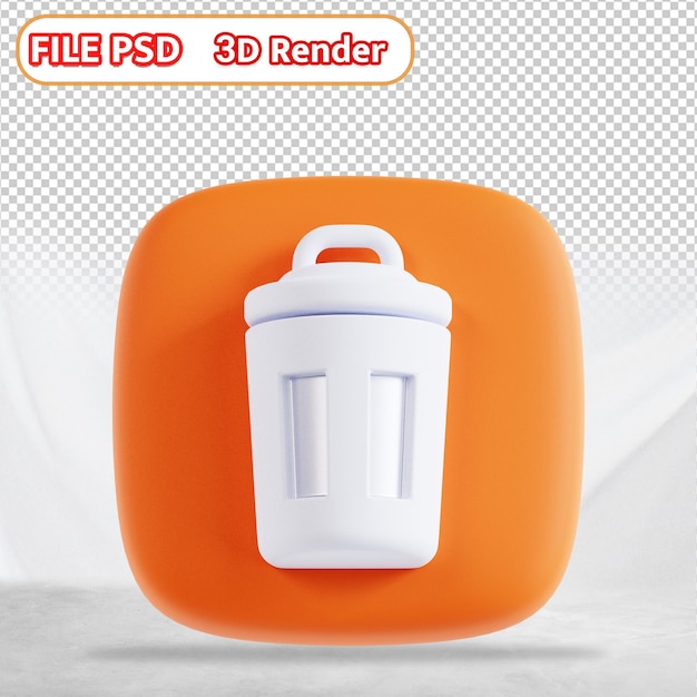 PSD papelera de icono 3d amarillo