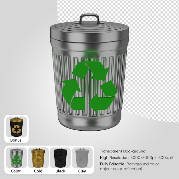 PSD papelera de reciclaje 3d