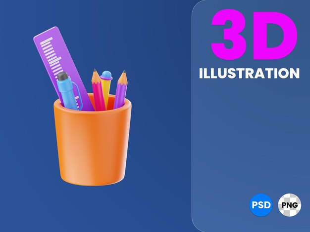 Papelería, 3d, ilustración, render