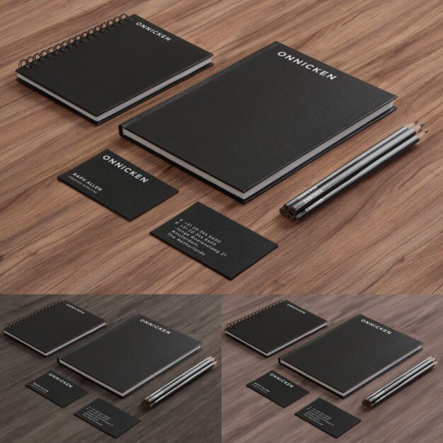 Papelería corporativa negra y elegante
