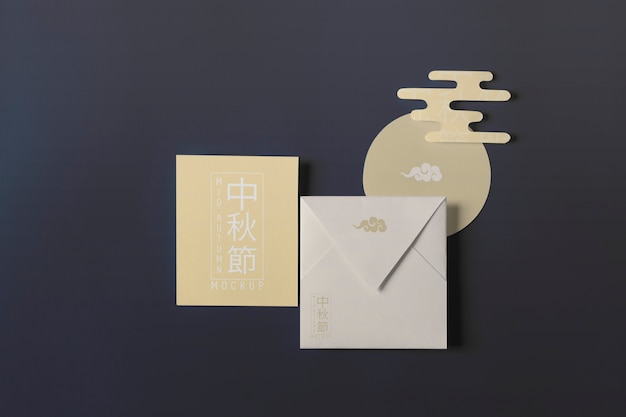 Papelería para el festival de mediados de otoño con sobre y tarjeta