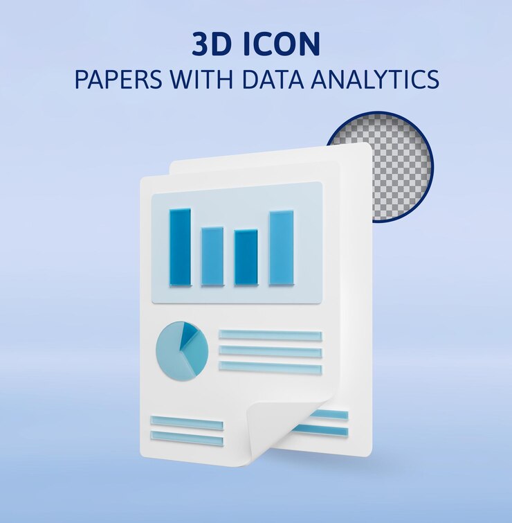 PSD papeles con gráficos y diagramas ilustración de representación 3d