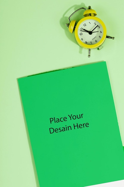 Paper and Clock Minimalist Workspace Mockup PSD