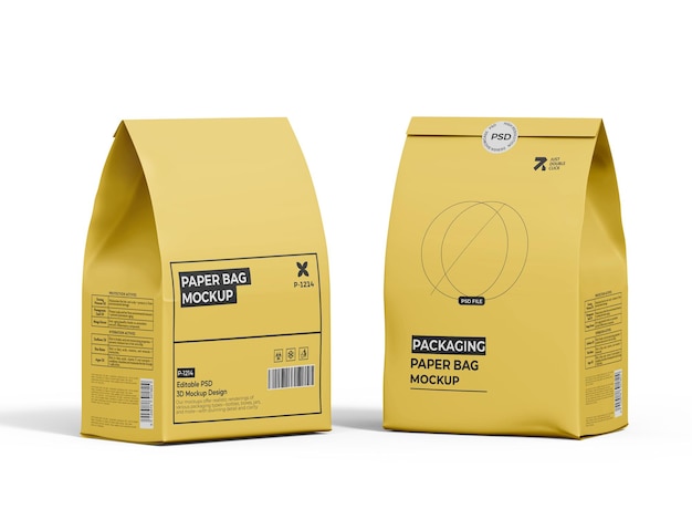 paper bag mockup - front and side view packaging design