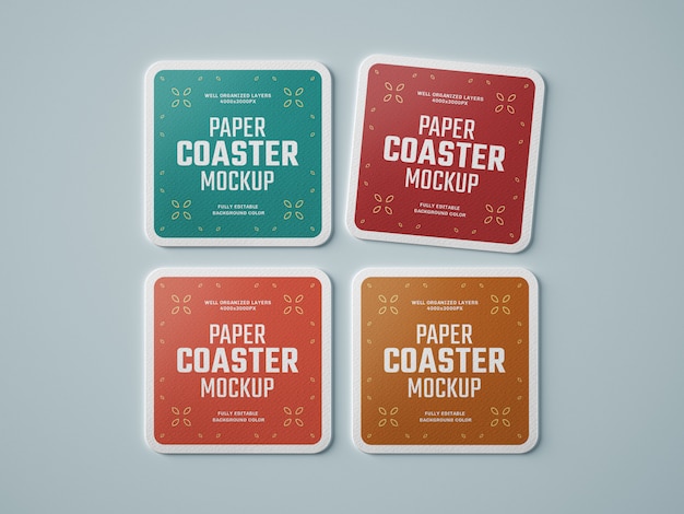 PSD paper beverage coaster mockup