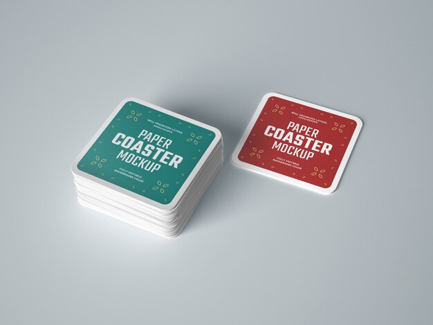 Paper Beverage Coaster Mockup