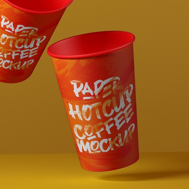 Paper cup gravity mockup design beim 3d-rendering