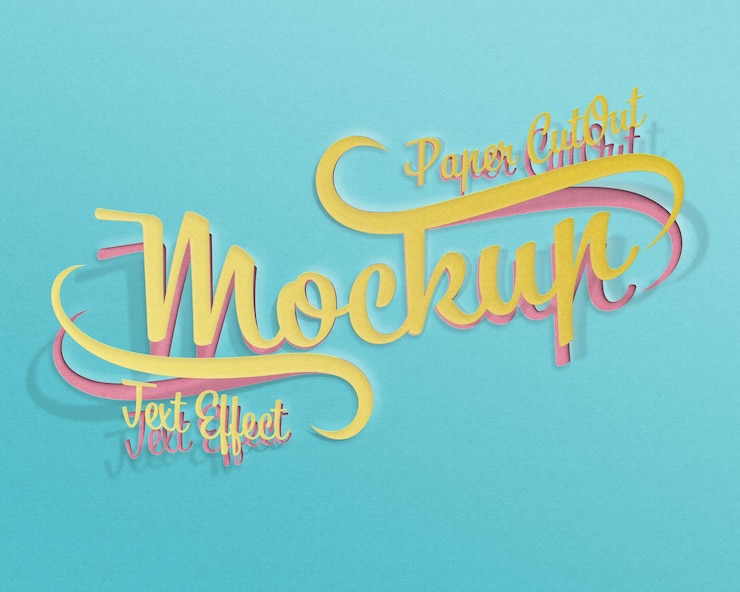 PSD paper cutout text effect mockup