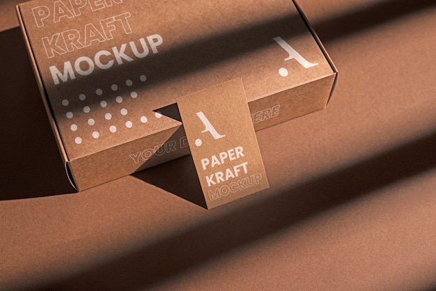 paper kraft products mockup with shadows